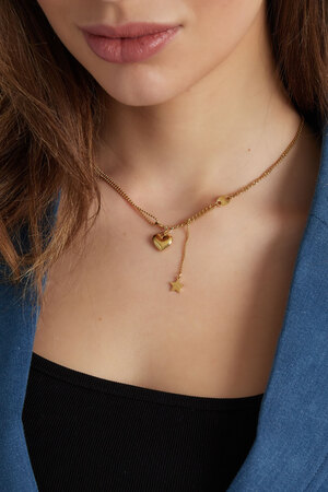 Necklace with heart and star charm - gold  h5 Picture3